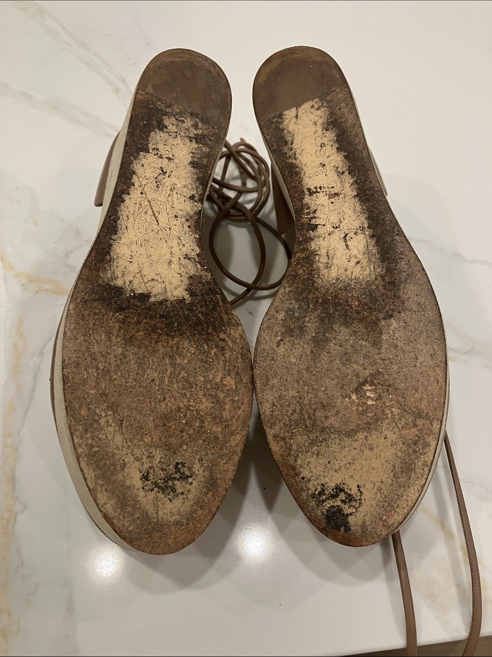 Rare Brunello Cucinelli Leather/Suede Ankle Lace Flatform Wedge Sz 40 Taupe- EUC - Picture 10 of 14